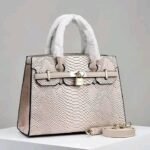 Sac à main luxe gris imitation peau de serpent – Image 4